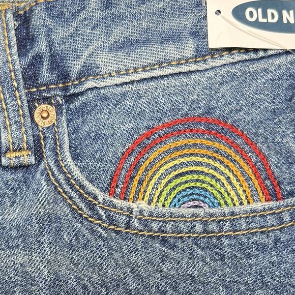 Old Navy NWT High Rise OG Shorts Women’s Size 6 Cutoff Hem Rainbow Detail - Picture 4 of 11